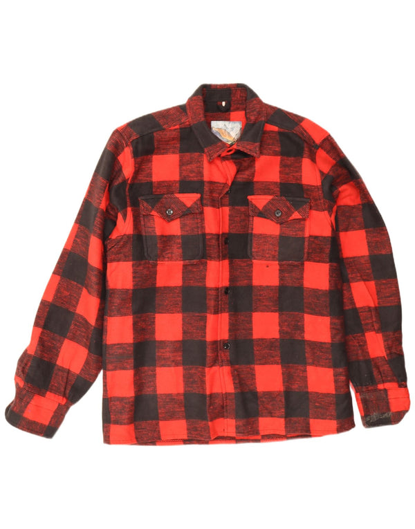 Camicia da uomo vintage in flanella, grande cotone a quadri rossi