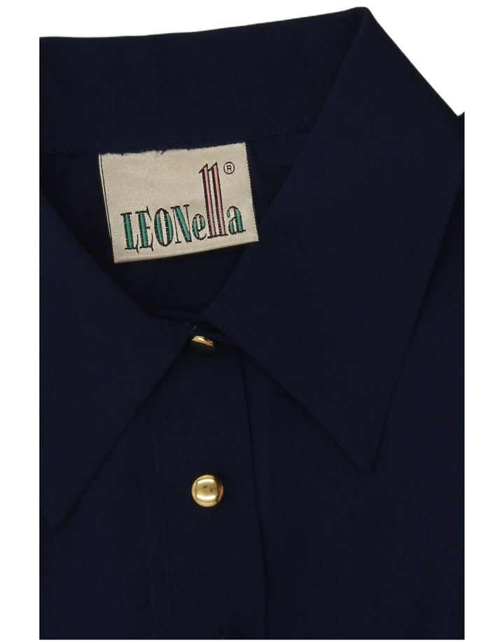 Vintage Womens Oversized Polo Shirt UK 18 XL Navy Blue Polyester
