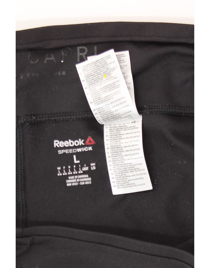 Leggings Capri Reebok da donna UK 16/18 Large Nero Poliestere