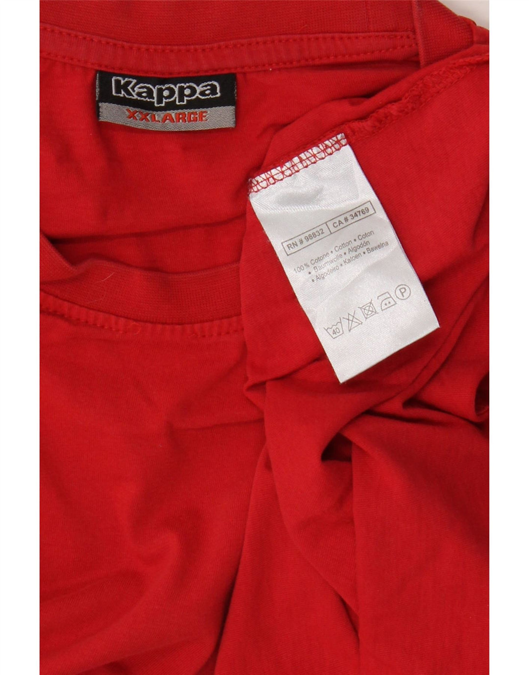 Kappa Mens T-Shirt Top 2XL Red Cotton