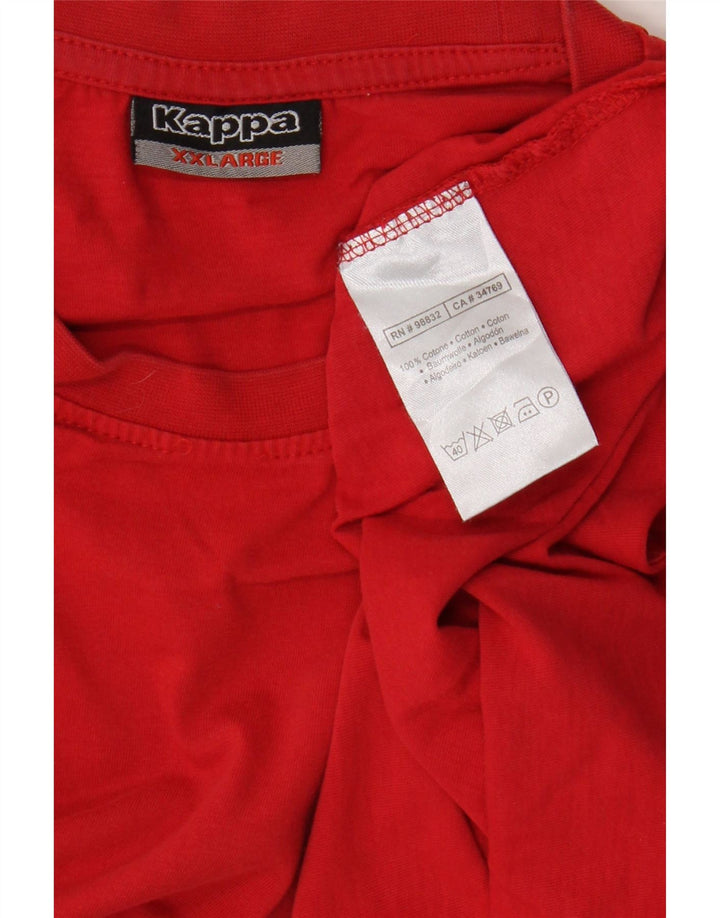 Kappa Mens T-Shirt Top 2XL Red Cotton
