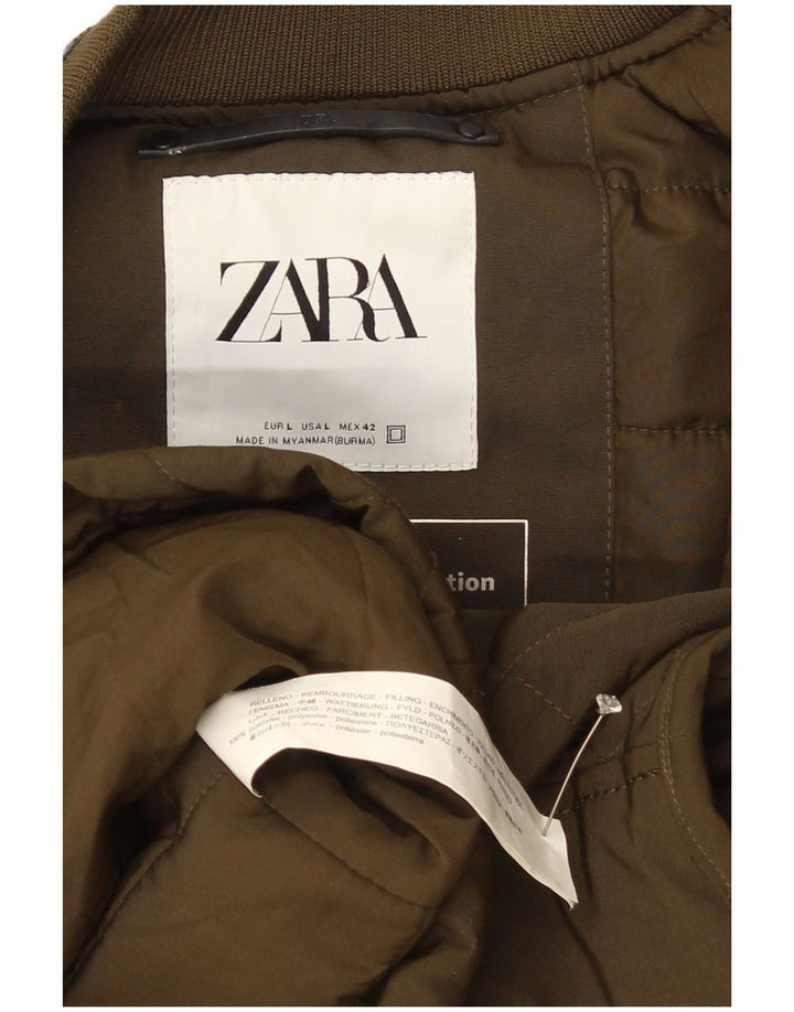 Męska pikowana kamizelka Zara UK 40, duża, khaki, poliester