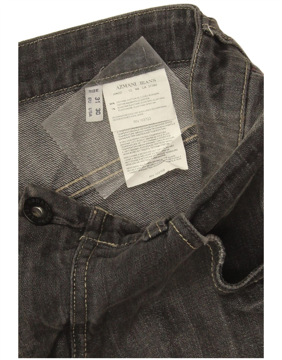 Armani Herren Slim Jeans W31 L30 Graue Baumwolle