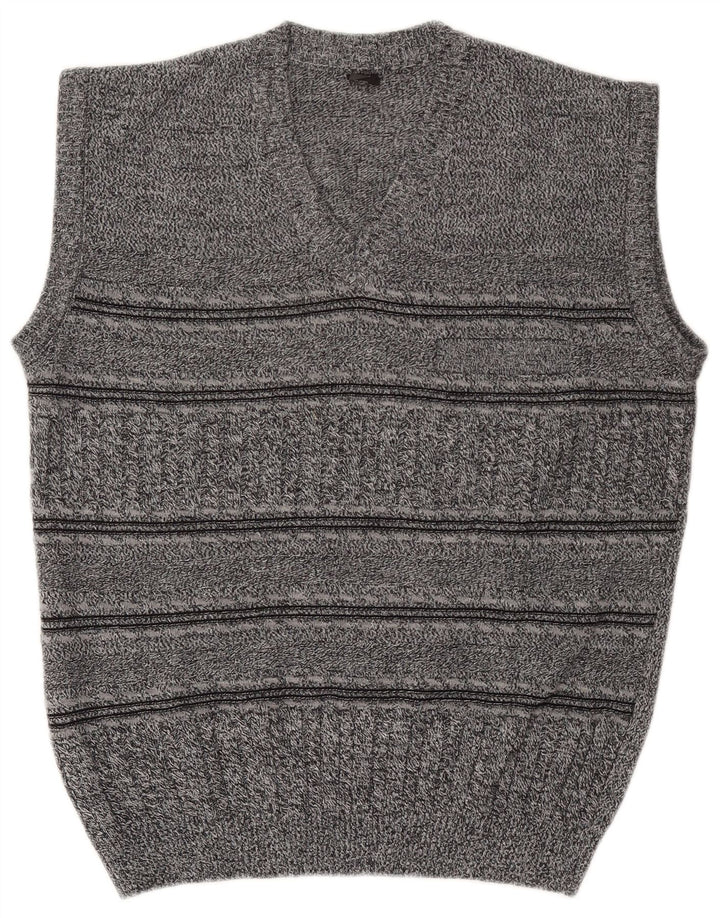 Canotta vintage da uomo a righe grigio medio