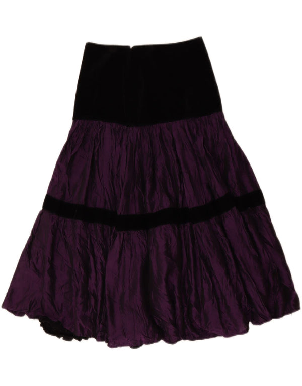 Vintage Womens Tiered Skirt IT 42 Medium W28  Purple Colourblock Polyester