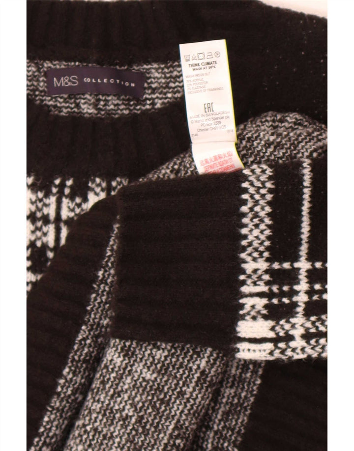 Marks & Spencer Pull col bateau pour femme UK 14 Medium Black Check