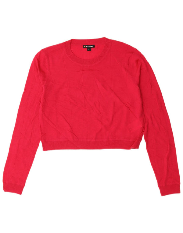 Maglione maglione girocollo corto da donna Whistles UK 14 grande lana rosa
