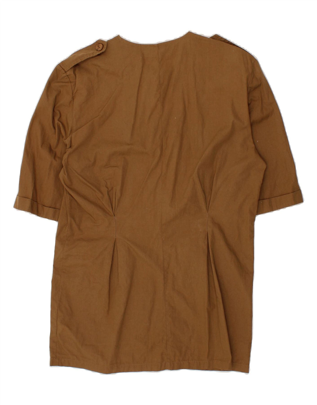 VINTAGE Womens Longline Short Sleeve Shirt IT 44 Medium Brown Cotton Vintage Vintage and Second-Hand Vintage from Messina Hembry 