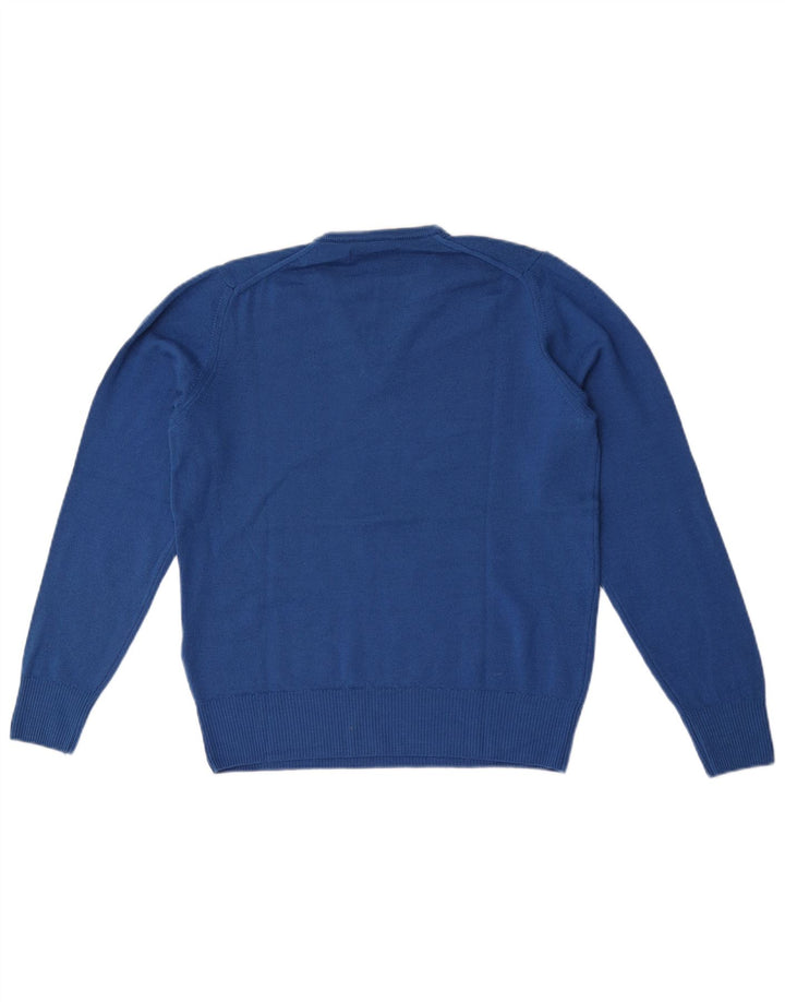 Zara Mens V-Neck Jumper Sweater Medium Blue