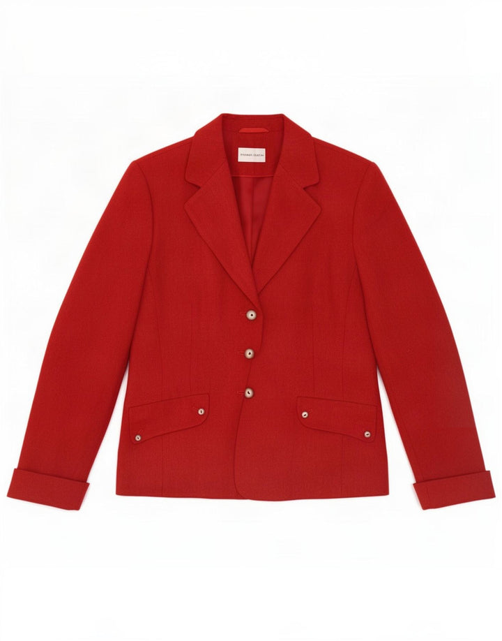 Frank Eden Womens 3 Button Blazer Jacket UK 14 Large Red Polyester