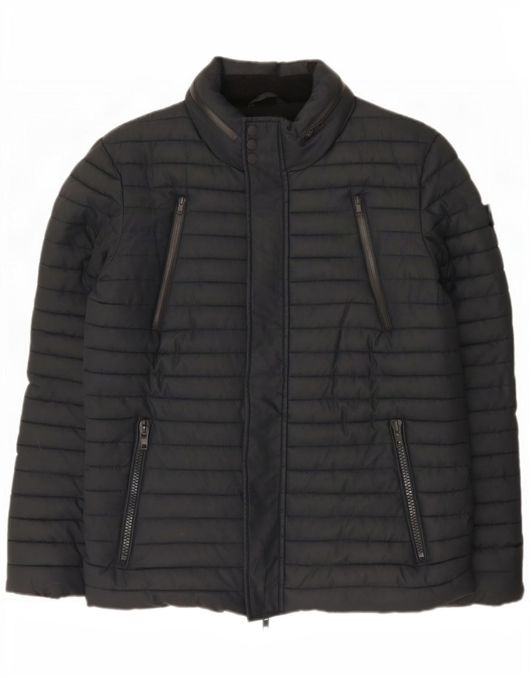 Superdry Veste matelassée à capuche pour hommes UK 40 Large Bleu Marine Polyester