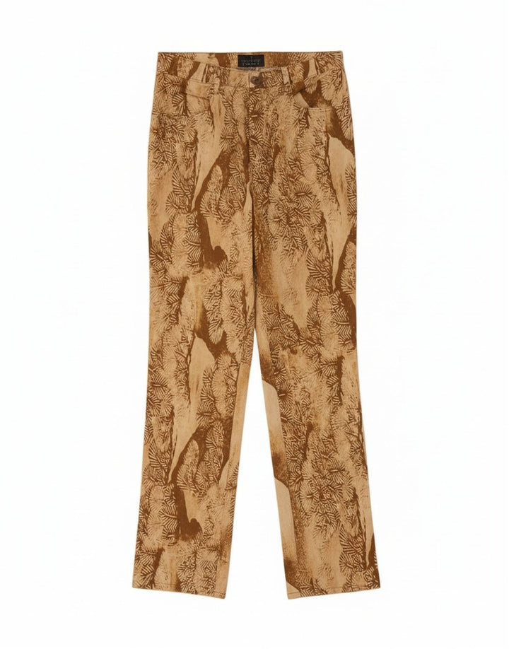 Trussardi Womens Abstract Pattern Straight Casual Trousers W32 L33 Beige