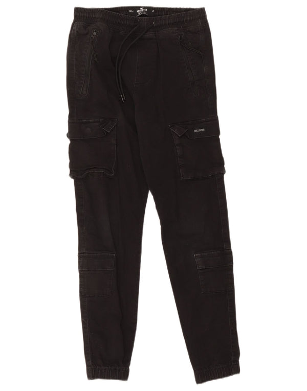 Pantaloni cargo Hollister da uomo Crop Joggers XS W30 L26 cotone nero