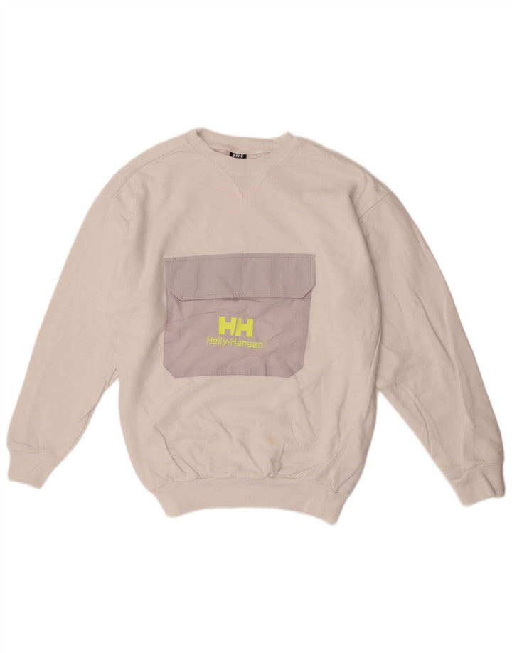 Felpa grafica da uomo Helly Hansen, piccola, in cotone color block bianco