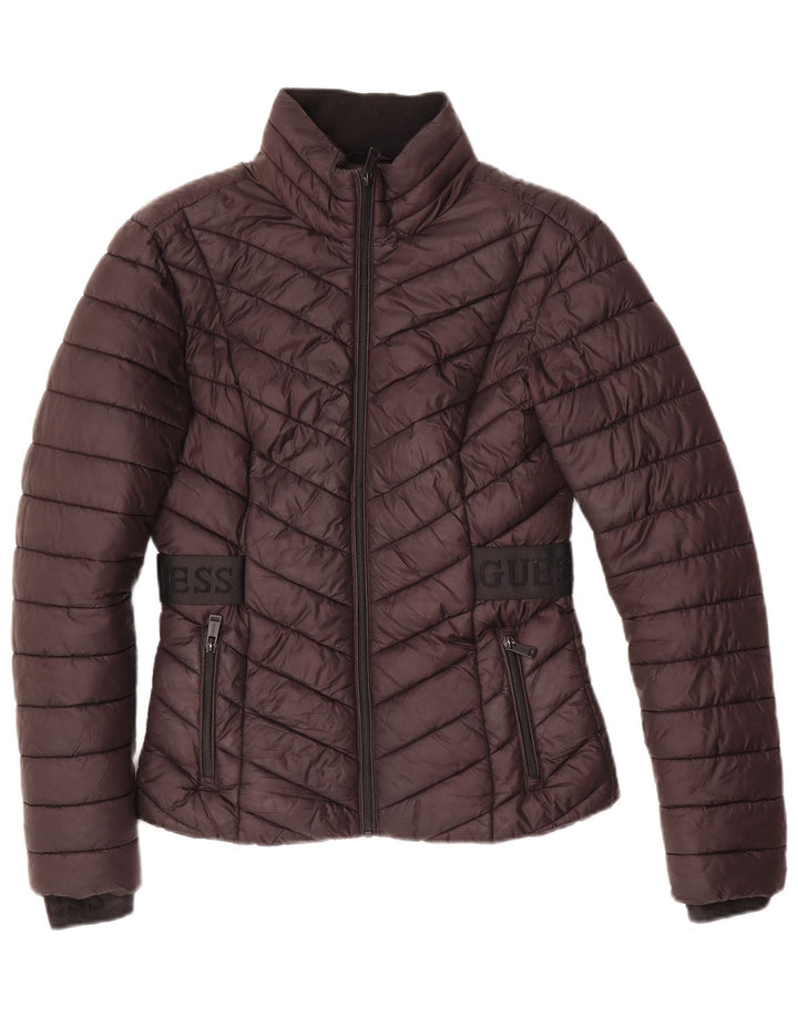 Guess Veste matelassée graphique pour femme UK 10 Small Noir Polyester