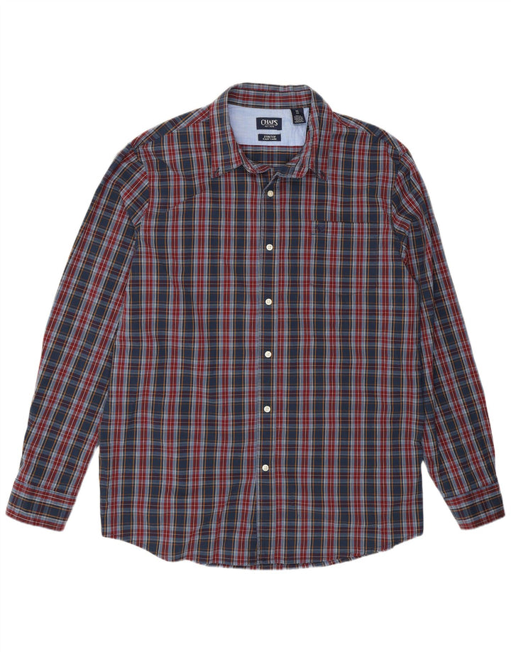 CHAPS Camisa de fácil cuidado para hombre 2XL Azul marino Cuadros