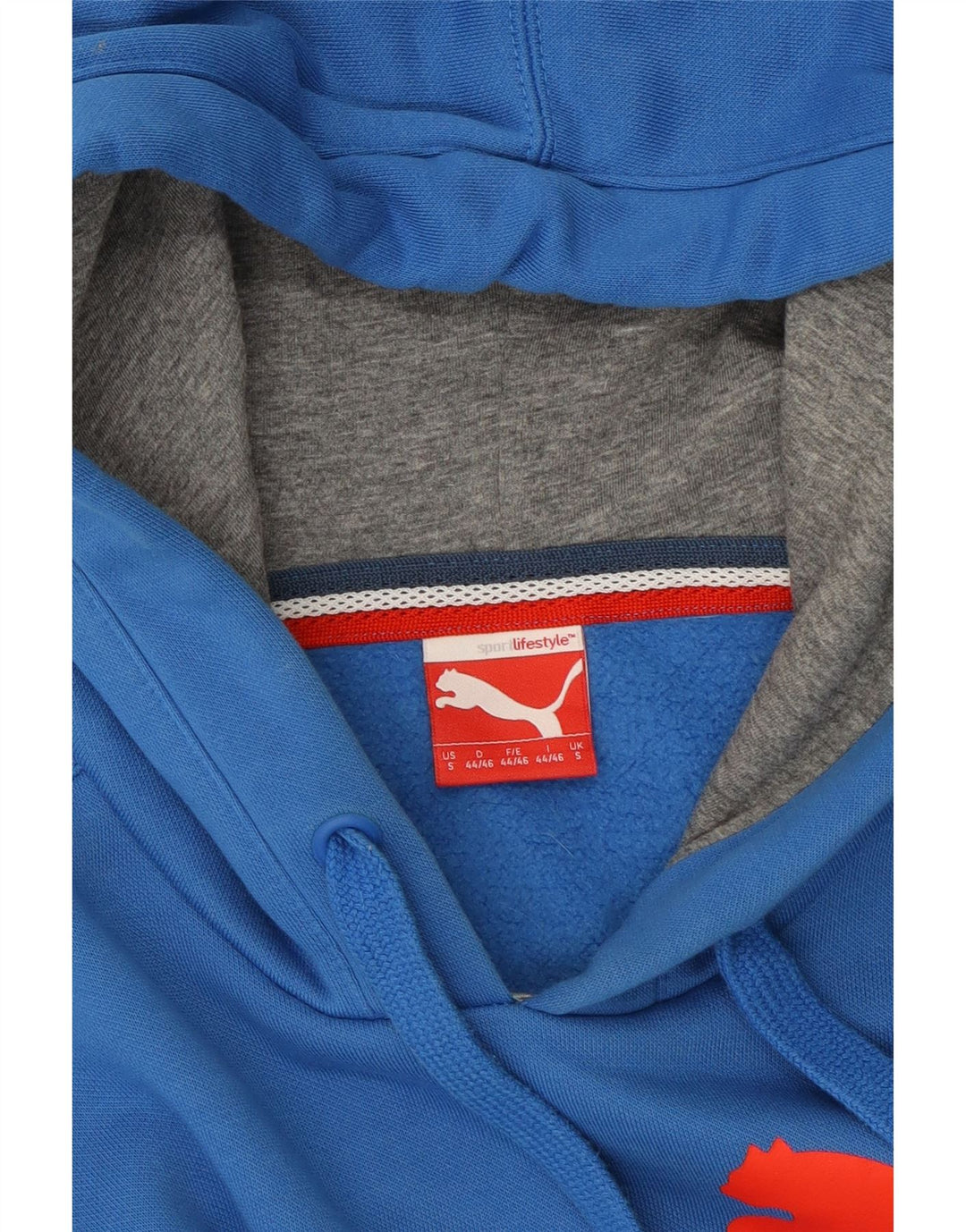 PUMA Mens Graphic Hoodie Jumper Small Blue Cotton Vintage Puma and Second-Hand Puma from Messina Hembry 