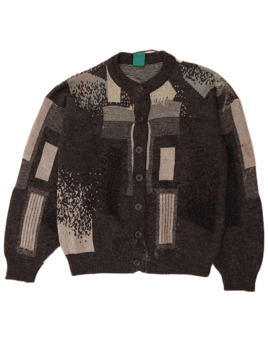 Canda Mens Cardigan Suéter Pequeño Gris Geométrico Acrílico
