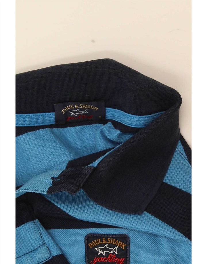 Paul & Shark Mens Polo Shirt Medium Blue Striped
