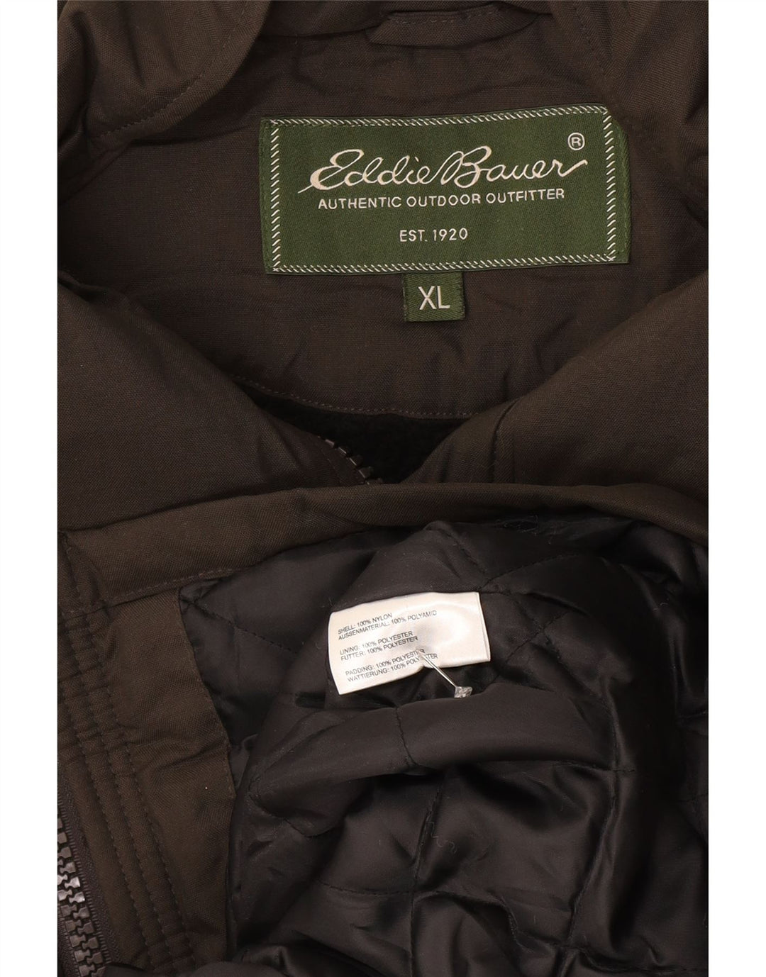 EDDIE BAUER Mens Padded Jacket UK 42 XL Grey Nylon