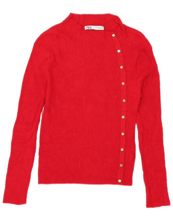 Zara Womens Turtle Neck Jumper Sweater UK 14 Large Red Viscose
