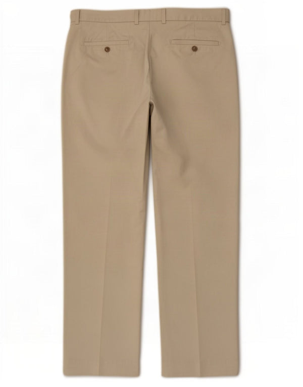 Calça masculina de terno reto Marks & Spencer W34 L29 algodão bege