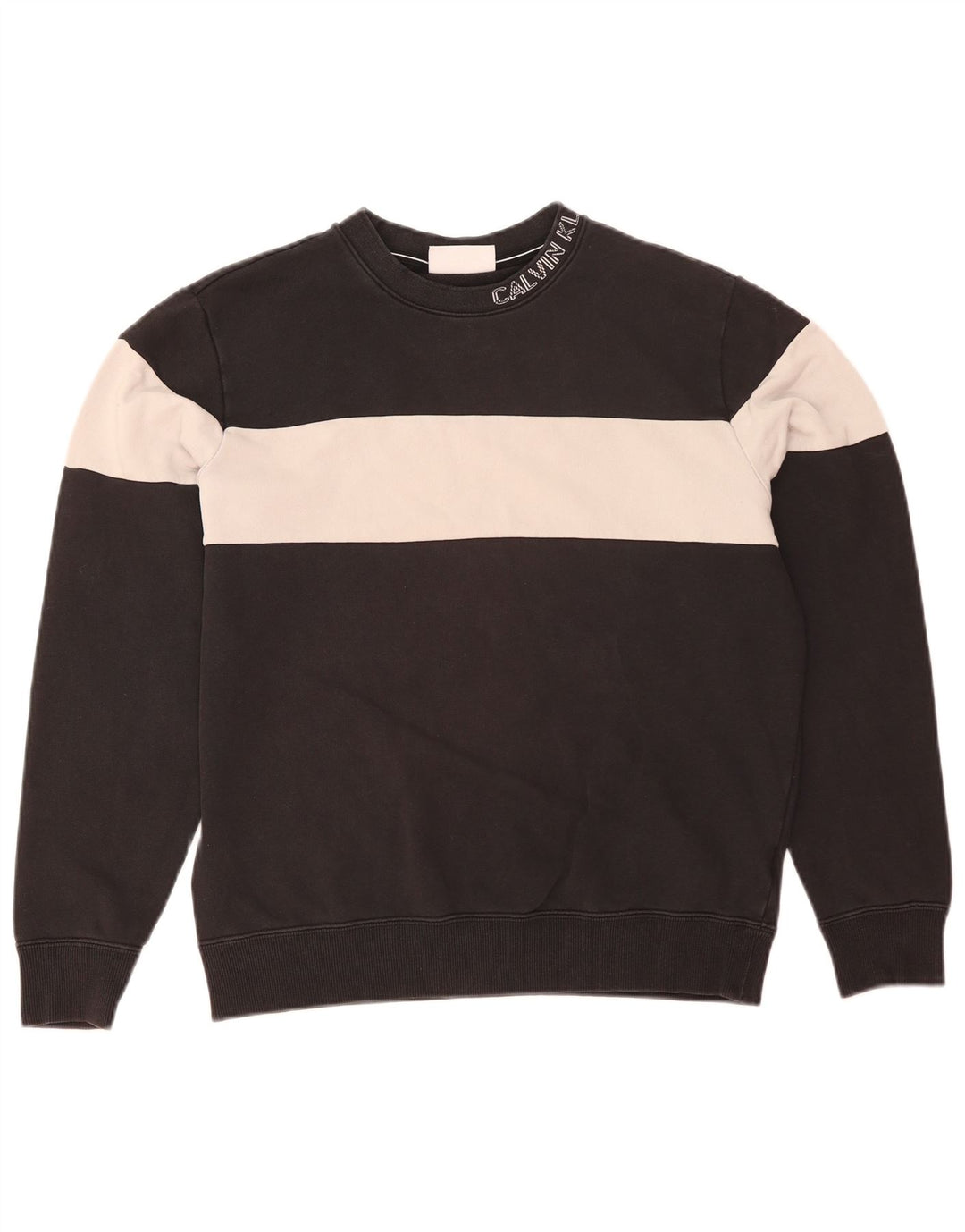Calvin Klein Jeans Herre Grafisk Sweatshirt Jumper Medium Sort Colourblock