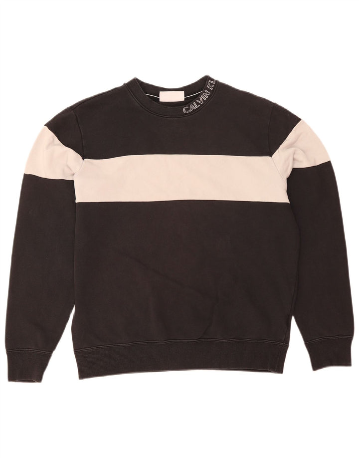 Calvin Klein Jeans Herre Grafisk Sweatshirt Jumper Medium Sort Colourblock