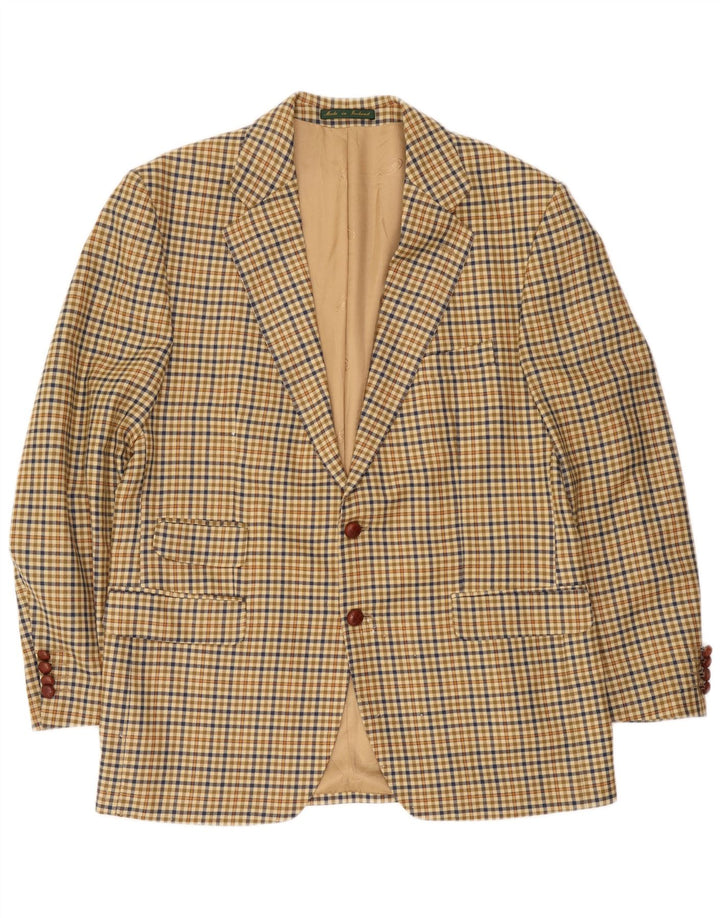 Jaqueta blazer masculina Magee com 2 botões UE 54 grande bege xadrez nova lã
