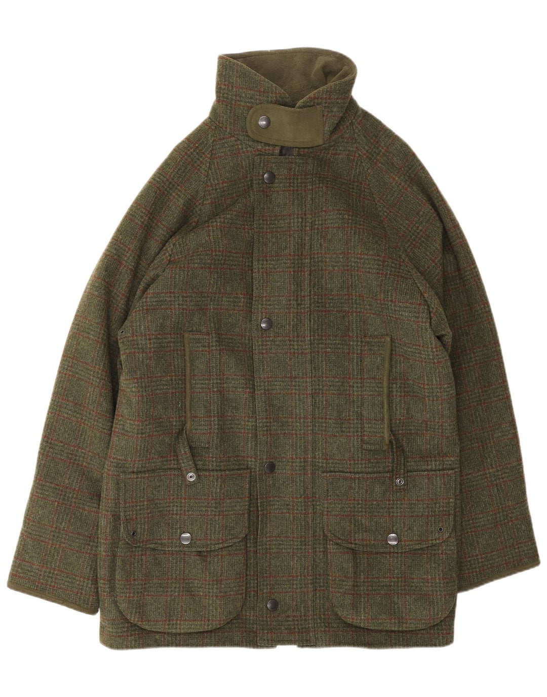 Barbour Mens Utility Jacket UK 38 Medium Khaki Plaid Wool