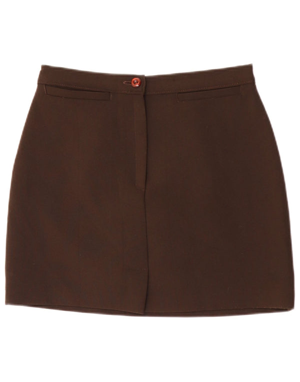 Minifalda vintage para mujer mediana W28 poliéster marrón