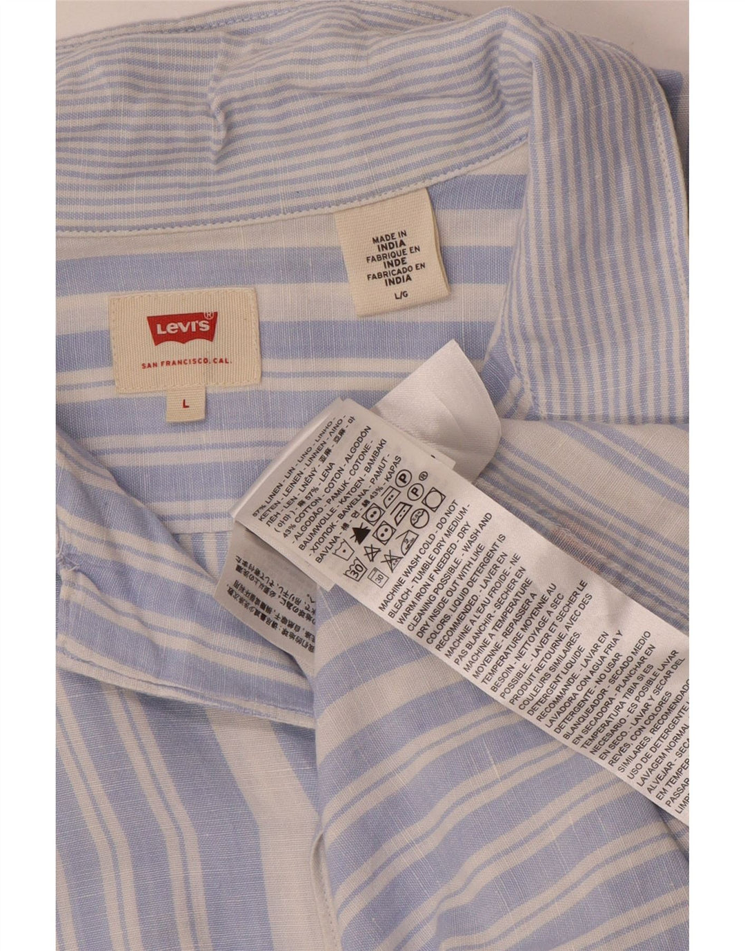 Levi's Chemise à Manches Courtes Homme Bleu Rayé Lin