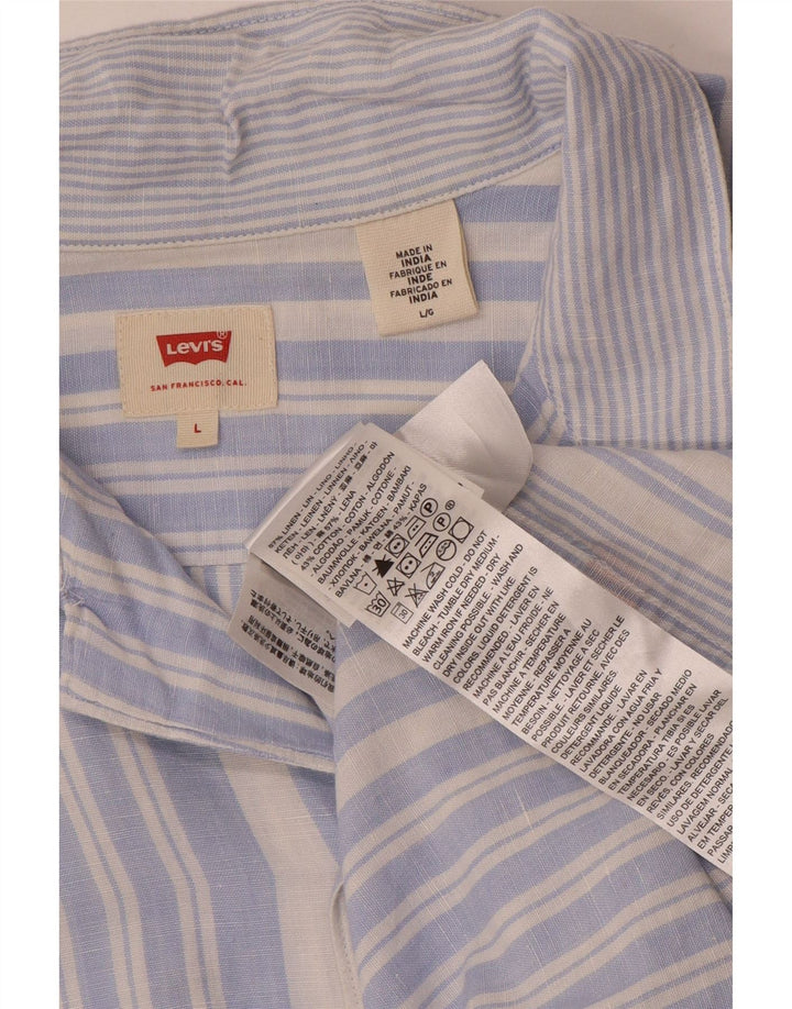 Levi's Chemise à Manches Courtes Homme Bleu Rayé Lin