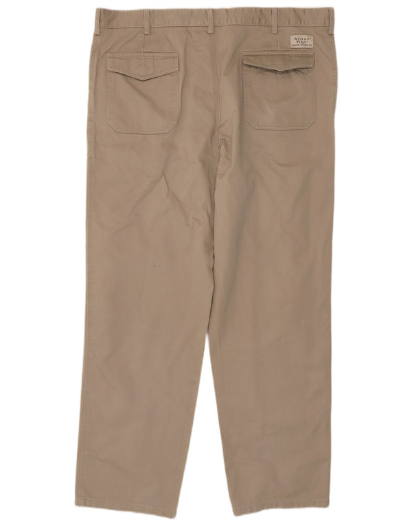 Avirex Mens Straight Casual Trousers W42 L34 Beige Cotton