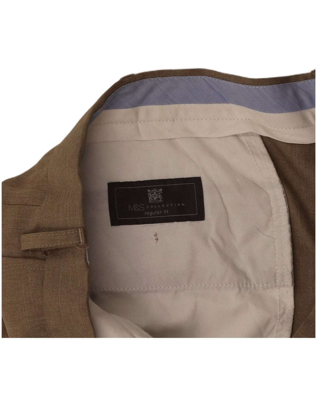 MARKS & SPENCER Mens Regular Fit Pegged Suit Trousers W40 L29 Brown