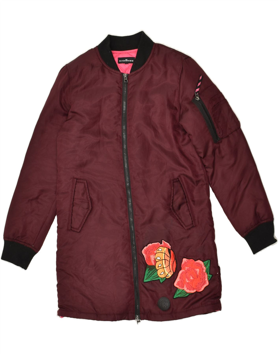 RICHMOND Girls Graphic Padded Coat 11-12 Years Burgundy Polyamide | Vintage Richmond | Thrift | Second-Hand Richmond | Used Clothing | Messina Hembry 