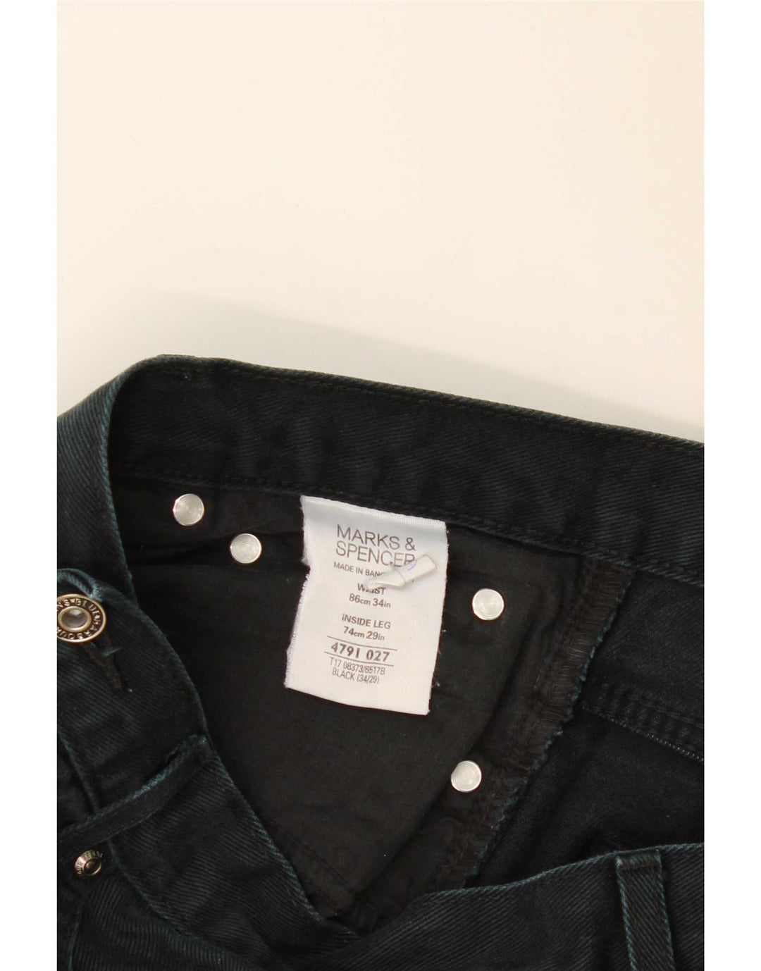 Marks & Spencer Mens Blue Harbour Straight Jeans W34 L29 Black Cotton