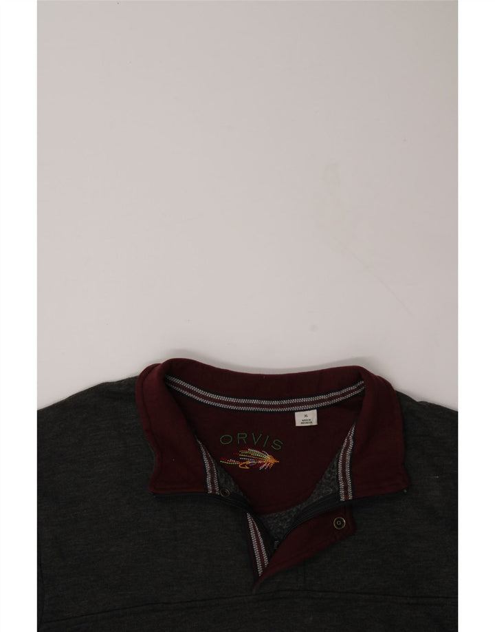 ORVIS Mens Zip Neck Sweatshirt Jumper XL Grey Cotton