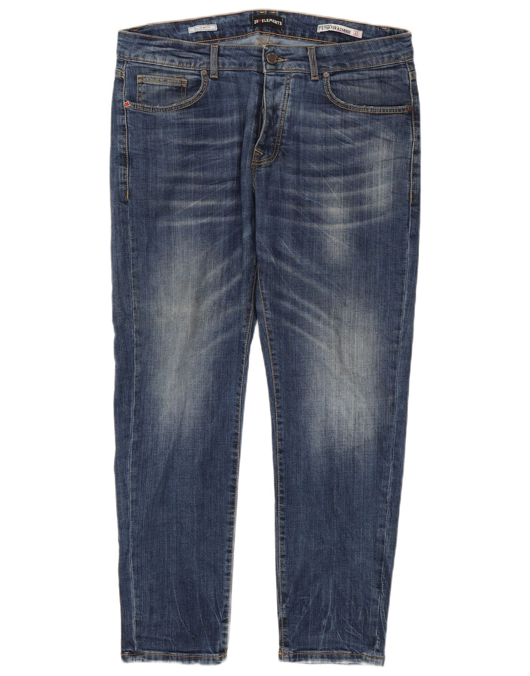 Zu Elements Herren Slim Jeans W40 L30 Blaue Baumwolle