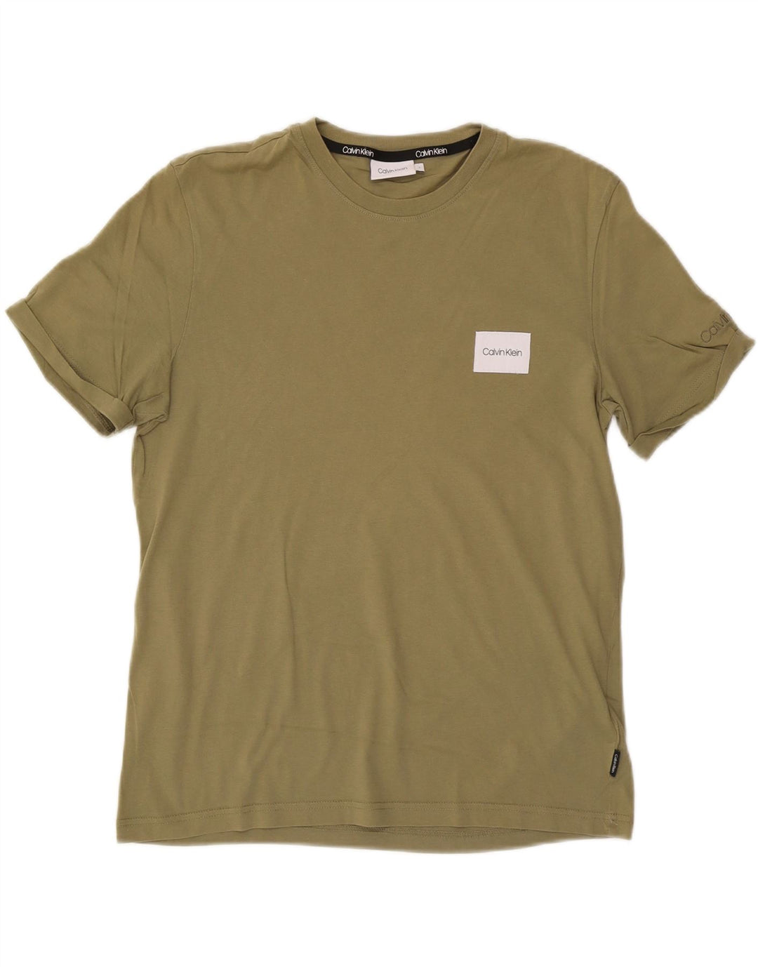 CALVIN KLEIN Mens T-Shirt Top Large Green Cotton
