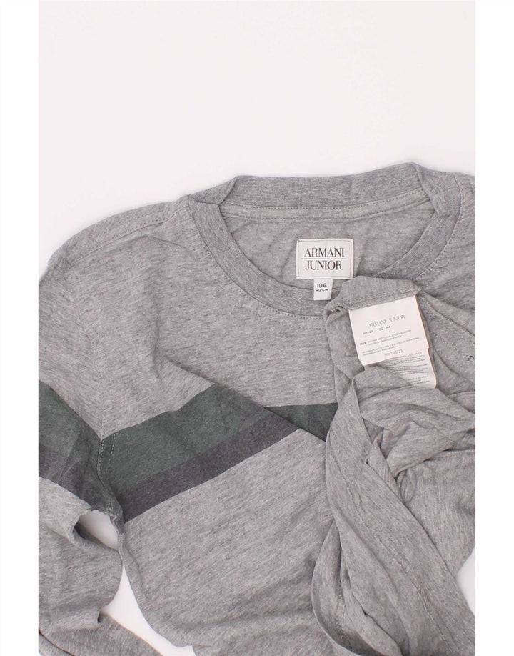 Armani Jeans Boys Graphic Top Long Sleeve 9-10 Years Grey Colourblock