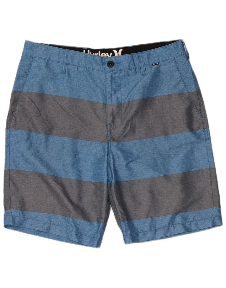Hurley Mens Chino Shorts W33 Medium Blue Striped Polyester