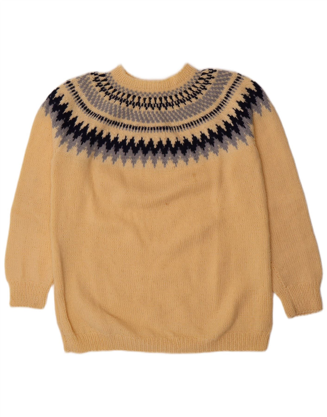 Vintage sweater med rund hals til mænd Medium Yellow Fair Isle