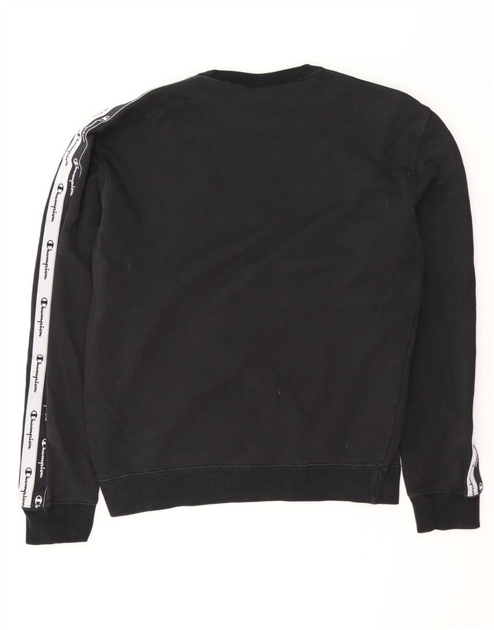 CHAMPION Mens Graphic Sweatshirt Jumper Large Black Colourblock Cotton