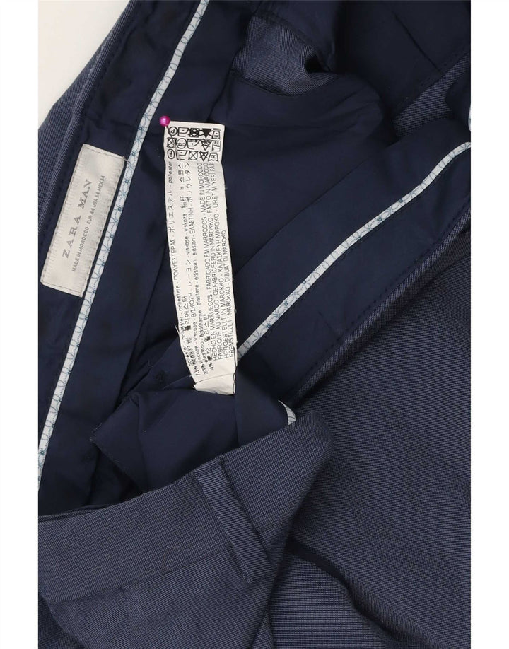 Zara Mens Slim Chino Trousers EU 44 Large W34 L31 Blue Polyester