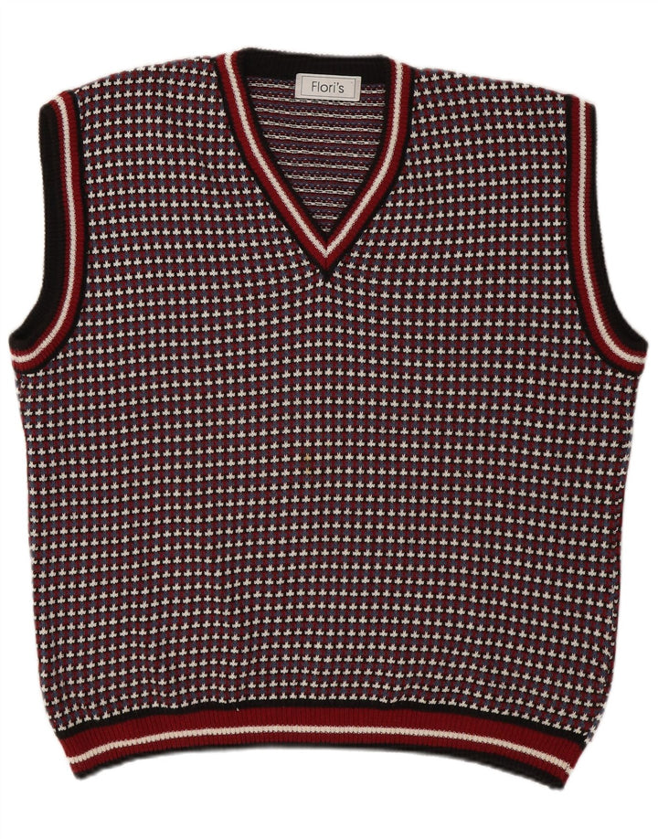 Vintage Mens Vest Tank Top XL Multicoloured Geometric Cotton