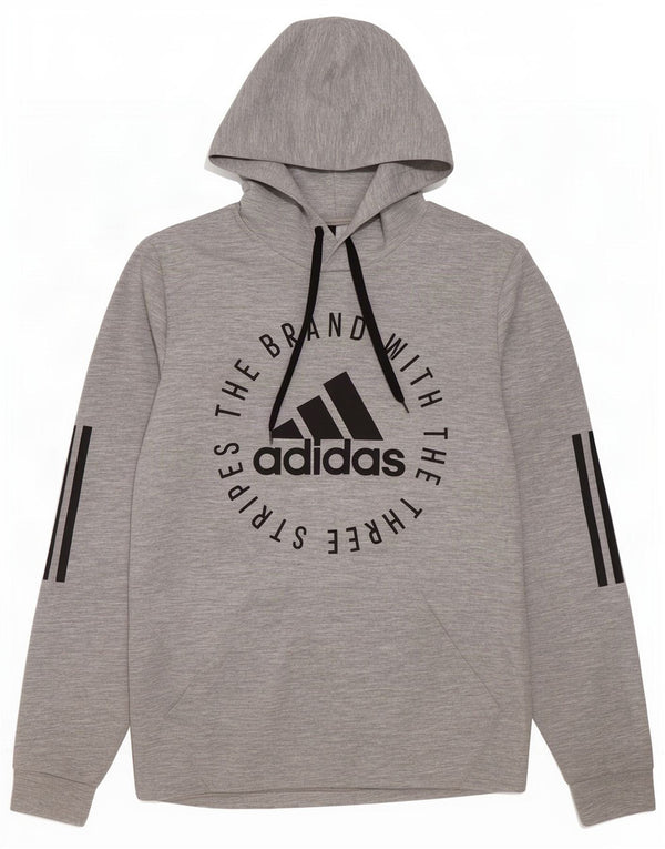 Adidas Mens Graphic Hoodie Jumper Small Grey Polyester