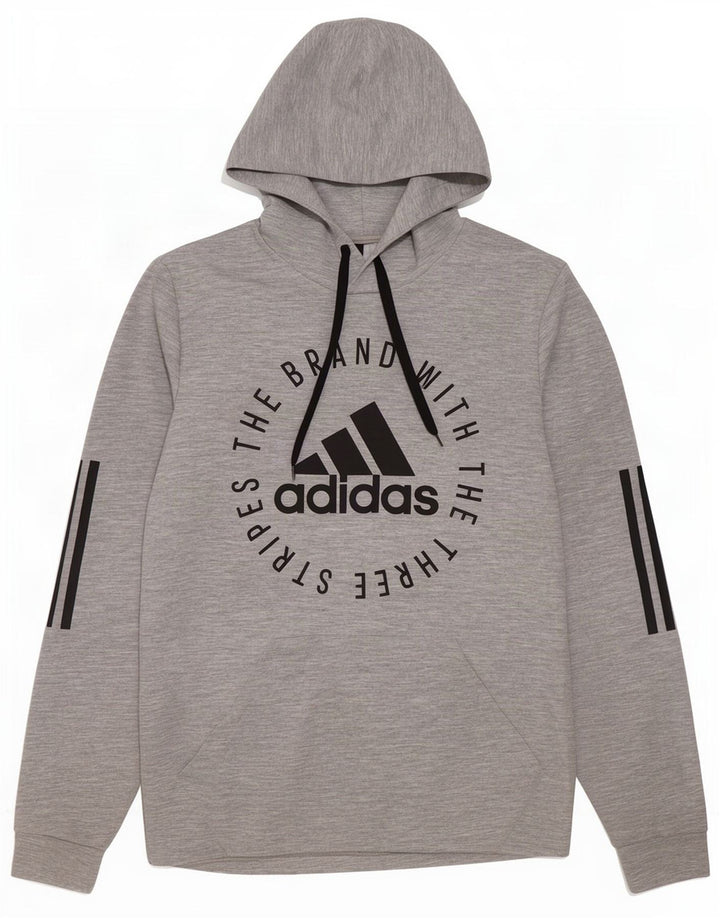 Adidas Mens Graphic Hoodie Jumper Small Grey Polyester