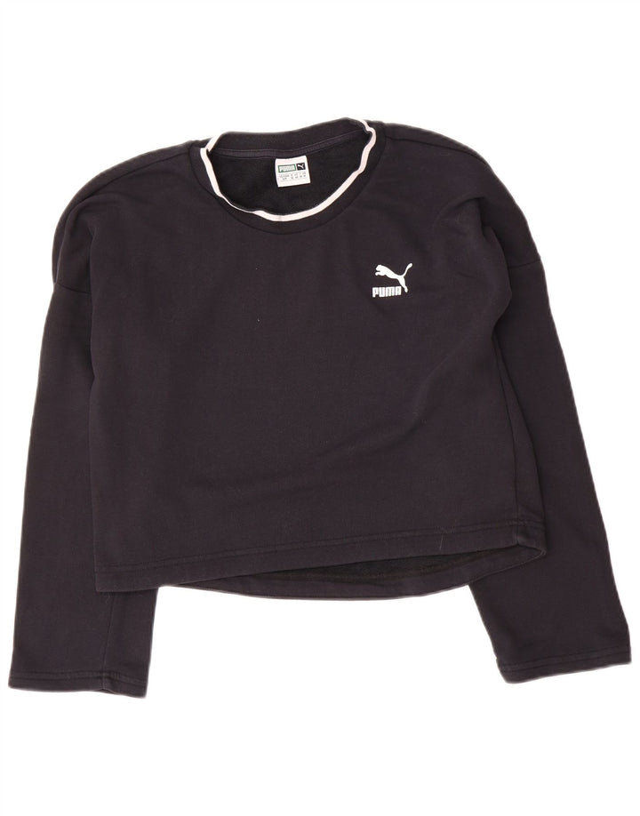 Puma Dame Oversized Crop Graphic Sweatshirt Jumper UK 10 Small Black