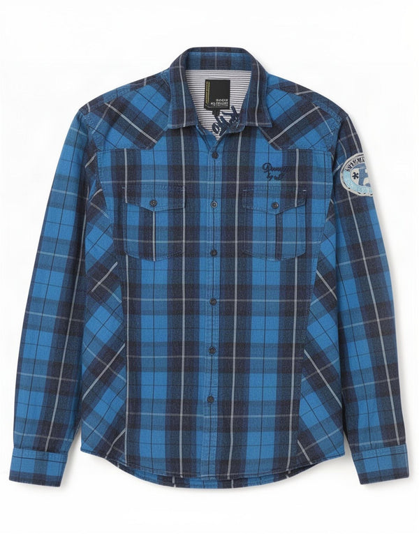 Jack & Jones Hombre Camisa De Franela Gráfica XL Algodón A Cuadros Azul